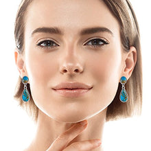 Load image into Gallery viewer, Turquoise Earrings Sterling Silver Copper-Infused Matrix Turquoise Jewelry (Bold Teardrops)