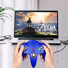 Load image into Gallery viewer, Classic N64 Controller, SAFFUN N64 Wired USB PC Game pad Joystick, N64 Bit USB Wired Game Stick Joy pad Controller for Windows PC MAC Linux Raspberry Pi 3 Sega Genesis (Clear Blue)