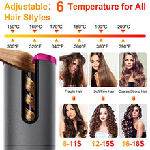 Load image into Gallery viewer, Fezax Cordless Auto Hair Curler, Automatic Curling Iron with LCD Display Adjustable Temperature & Timer, Portable Rechargeable Rotating Ceramic Barrel Curling Wand Fast Heating for Hair Styling