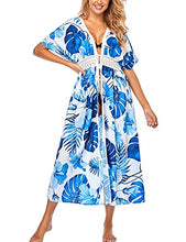 Load image into Gallery viewer, Bsubseach Long Swimsuit Cover Up Summer Kimono Short Sleeve Beach Open Front Cardigan Cover Ups for Women Green