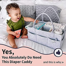 Load image into Gallery viewer, Putska Baby Diaper Caddy Organizer: Portable Holder Bag for Changing Table and Car, Nursery Essentials Storage bins gifts with 2 Pacifier Clips, 2 Bibs…