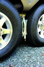Load image into Gallery viewer, EAZ LIFT Heavy Duty Wheel Stop with Ratchet Wrench- Stabilizes Your Truck by Securing Tandem Tires to Prevent Movement Spaced 3-10" Apart- Large (44662)