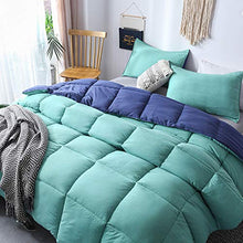 Load image into Gallery viewer, KASENTEX All Season Down Alternative Quilted Comforter Set Reversible Ultra Soft Duvet Insert Hypoallergenic Machine Washable, King, Turquoise Sea Green/Twilight Blue
