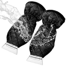 Load image into Gallery viewer, MATCC Ice Scraper Mitt 2 Pack Windshield Snow Scrapers with Waterproof Snow Remover Glove Lined of Thick Fleece Black