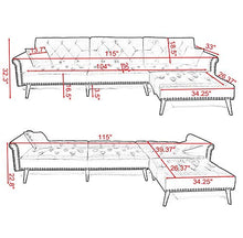 Load image into Gallery viewer, elvet Fabric Sectional Sofa Set Corner Couch with Chaise Lounge Living Room Furniture (Navy Blue)