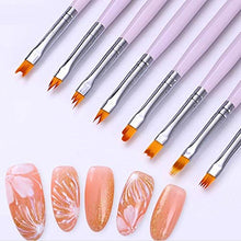Load image into Gallery viewer, 8 Pcs Nail Brush Pen Gradient Painting Brush Set UV Gel Flower Drawing Pen Purple Handle Manicure Nail Art Polish Pen Tool
