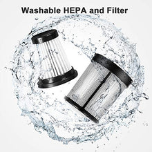 Load image into Gallery viewer, MOOSOO Handheld Vacuum 12KPa Cordless 1.1LB Ultra Lightweight 21 Minutes Mini Hand Vacuum Cleaner with Car Charger/Charging Dock Black, Single Touch Empty and Detachable Dust Cup