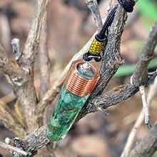 Load image into Gallery viewer, Green Jade Copper Pencil Pendant Point - Jade Pendant - Orgone Pendant with Green Jade - Orgonite Emf Protection Necklace with Adjustable Cord - By Orgonite Crystal