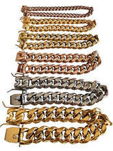 Load image into Gallery viewer, Men's Miami Cuban Bracelet - 8-18mm - Iced Out Men's Heavy Cuban Link - 14k 18k Yellow Or Rose Gold Over Stainless Steel - Never Changes Color (7.5, 18mm 18k Gold)