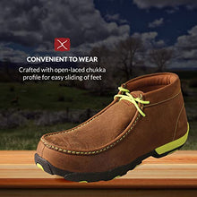 Load image into Gallery viewer, Twisted X Men's Steel Toe Chukka Driving Moc - Handcrafted Leather Safety Toe Shoes with Slip Resistant Outsole - Comfortable, Durable, and Stylish Lace-Up Boots, Distressed Saddle & Yellow, 8.5 M