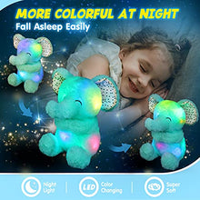 Load image into Gallery viewer, Houwsbaby Light up Elephant Stuffed Animal Floppy LED Plush Toy Night Lights Glow Pillow Birthday Gifts for Kids Toddler Girls, Green, 10.5''