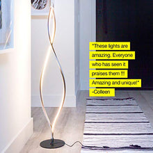 Load image into Gallery viewer, Brightech Twist - Modern LED Spiral Floor Lamp for Living Room Bright Lighting - Built in Dimmer for Bedroom Ambience Or TV Soft Light - Futuristic Indoor Pole Lamp for Offices - Black