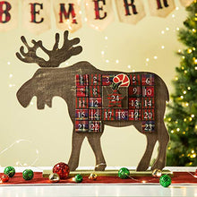Load image into Gallery viewer, Glitzhome Handcrafted Wooden Reindeer Countdown to Christmas Advent Calendar with Drawer 24 Days
