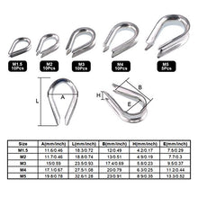 Load image into Gallery viewer, Glarks 250Pcs 304 Stainless Steel Wire Rope Cable Thimbles Combo and Aluminum Crimping Loop Sleeve Assortment Kit for Wire Rope Cable Thimbles Rigging