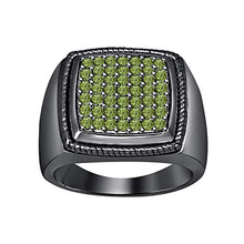 Load image into Gallery viewer, tusakha 14k Black Gold Plated 0.75 CT Green Tourmaline Accent Wedding Band Ring for Men's.