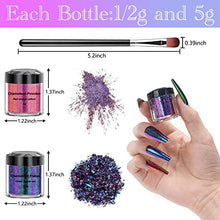 Load image into Gallery viewer, Bealkimm 5 Color Chameleon Flakes and 5 Mica Powder Colorshift Pigments Powder for Epoxy Resin Soap Making Dyes Nails Art Makeup Candle Flakes Eyeshadow with 2 Brushes