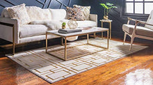 Load image into Gallery viewer, Unique Loom Marilyn Monroe Glam Collection Textured Geometric Trellis Area Rug, 8' 0 x 10' 0 Rectangle, White/Gold
