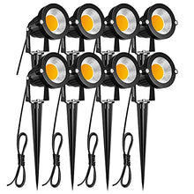 Load image into Gallery viewer, ZUCKEO Low Voltage Landscape Lights LED Landscape Lighting, 5W 12V Garden Pathway Lights Waterproof Warm White Walls Trees Flags Outdoor Landscape Spotlights with Stakes (8 Pack)