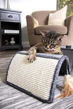 Load image into Gallery viewer, SmartyKat Scratch Scroll with Feather Toy, Multi-Surface Sisal & Carpet Cat Scratcher, Interactive Scratching Outlet & Lounger