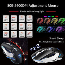 Load image into Gallery viewer, Rechargeable Keyboard and Mouse,Suspended Keycap Mechanical Feel Backlit Gaming Keyboard Mice Combo,Wireless 2.4G Drive Free,Adjustable Breathing Lamp,Anti-ghosting,4800 mAh Battery for Laptop Pc Mac