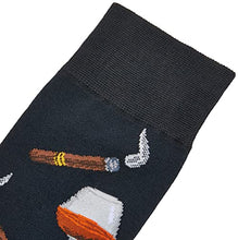 Load image into Gallery viewer, Hot Sox mens Conversational Slack Crew Dress Sock, Cognac and Cigars (Black), Shoe Size 6-12 US