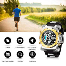 Load image into Gallery viewer, SIBOSUN Sport Watch Digital Wrist Large Face Waterproof Military LED Stopwatch SIBOSUN Men Japanese Quartz Alarm Date Gold