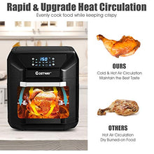 Load image into Gallery viewer, COSTWAY 10.6 QT Electric Air Fryer Toaster Oven, 7-in-1 Kitchen Pizza Air Oven with Rotisserie, Multifunctional Cooking Oven, Oil Less Cooker, with Intelligent Screen, Auto Shut-Off Function, w/ Dishwasher-Safe Accessories (Black)