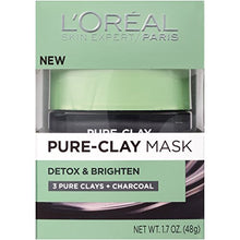 Load image into Gallery viewer, L'Oreal Paris Skincare Pure Clay Face Mask with Charcoal for Dull Skin to Detox & Brighten Skin, Clay Mask, at home face mask, 1.7 oz.