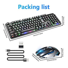 Load image into Gallery viewer, Rechargeable Keyboard and Mouse,Suspended Keycap Mechanical Feel Backlit Gaming Keyboard Mice Combo,Wireless 2.4G Drive Free,Adjustable Breathing Lamp,Anti-ghosting,4800 mAh Battery for Laptop Pc Mac