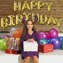 Load image into Gallery viewer, Happy Birthday Banner (3D Gold Lettering) Mylar Foil Letters | Inflatable Party Decor and Event Decorations for Kids and Adults | Reusable, Ecofriendly Fun