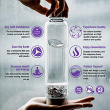 Load image into Gallery viewer, Crystal Water Bottle Elixir Set | Includes Authentic Amethyst & Clear Quartz Crystals And Healing Stones | Black Neoprene Sleeve | Drink Gem Infused Water On The Go