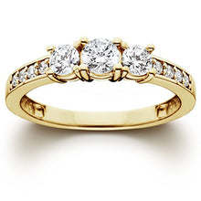 Load image into Gallery viewer, 1 Ct 3-Stone Diamond Engagement Ring 10K Yellow Gold - Size 7.5