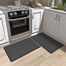 Load image into Gallery viewer, DEXI Kitchen Rugs and Mats Cushioned Anti Fatigue Comfort Mat, 2/5Inch Non Slip Standing Rug Set 17"x29"+17"x29" Black