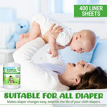 Load image into Gallery viewer, Shop Channels Bamboo Disposable Cloth Diaper Liners(4 Rolls) Fragrance Free & Chlorine Free, Compostable, Dye Free Flushable Biodegradable Gentle and Soft 100 Sheets Each Roll(Pack of 4)
