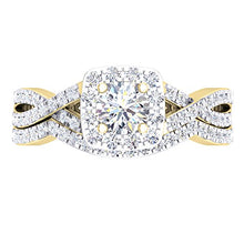 Load image into Gallery viewer, Dazzlingrock Collection 1.80 Carat (ctw) 10K Round Cubic Zirconia CZ Bridal Halo Engagement Ring Set, Yellow Gold, Size 5.5