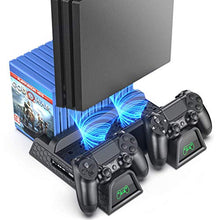 Load image into Gallery viewer, PS4 Stand Cooling Fan Station for Playstation 4/PS4 Slim/PS4 Pro, OIVO PS4 Pro Vertical Stand with Dual Controller EXT Port Charger Dock Station and 12 Game Slots