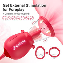 Load image into Gallery viewer, Rose Sex Toy for Womens Sex - 3in1 Upgrade Rose Sex Stimulator for Women with 7 Tongue Licking & 3 Thrusting Vibrator Dildo Adult Sex Toys for Couples G Spot Vibrators Clitoral Nipple Quick Pleasure