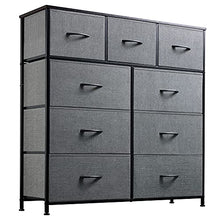 Load image into Gallery viewer, WLIVE 9-Drawer Dresser, Fabric Storage Tower for Bedroom, Hallway, Nursery, Closets, Tall Chest Organizer Unit with Textured Print Fabric Bins, Steel Frame, Wood Top, Easy Pull Handle, Charcoal Gray