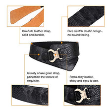 Load image into Gallery viewer, JASGOOD Wide Elastic Stretch Waist Belt Women's Adjustable Fashion Snake Pattern Dress Belt(Black,Suit Waist 25-28 Inch)