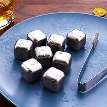 Load image into Gallery viewer, DERGUAM 8 Packs Fast-cooling 304 Stainless Steel Ice Cubes Whiskey Stones Whiskey Rocks With Nonslip Ice Tong&Wine Opener&Freezer Storage Tray Great for Whiskey,Wine,Beer,Juice or Soda