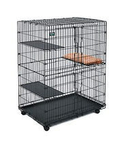 Load image into Gallery viewer, MidWest Cat Playpen / Cat Cage Includes 3 Adjustable Resting Platforms, Removable Leak-Proof Pan, Easy 2-Door Top / Bottom Access & 4-locking Wheel Casters