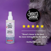 Load image into Gallery viewer, SKOUT'S HONOR: Probiotic Itch Relief Spray for Dogs & Cats - Anti-Itch Spray with Oatmeal - 8 fl oz - Soothes and Hydrates Itchy, Irritated Skin - Hypoallergenic - Non-Medicated - Long-Lasting Relief