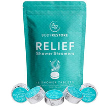 Load image into Gallery viewer, BodyRestore Shower Steamers (Pack of 15) Mother's Day Gifts for Mom - Eucalyptus & Peppermint Essential Oil Scented Aromatherapy Shower Bomb, Shower Tablets - Gifts for Women and Men