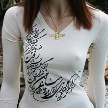 Load image into Gallery viewer, Asoodehdelan Large Gold Pt Farvahar Necklace Iranian Persian Art Iran Farohar Zoroastrian Faravahar Gift (18" Chain)