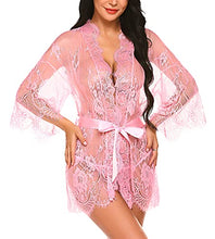 Load image into Gallery viewer, Avidlove Women's Plus Size Lingerie Lace Kimono Robe Babydoll Chemise Sleepwear (4XL, Pink)
