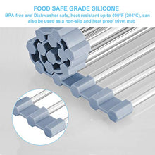 Load image into Gallery viewer, Roll Up Dish Drying Rack Over Sink Seropy Over The Sink Dish Drying Rack Kitchen Dish Drainer, Folding Dish Rack for Kitchen Sink Counter Stainless Steel Mat Foldable Dish Dryer Racks(17" x 13.7")