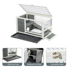 Load image into Gallery viewer, U-MAX Rabbit Hutch Pet House for Small Animals Puniea Pig House Rabbit Cage with Hideout for Rest Bunny House Indoor & Outdoor No Leak Trays & Ladder (35.4 inches)
