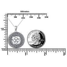 Load image into Gallery viewer, 925 Sterling Silver Jewelry Oxidized Good Luck Irish Knot Celtic Medallion Round Pendant Necklace, 20 inch