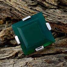 Load image into Gallery viewer, CaratYogi Green Onyx Emerald Cut Gemstone Ring 925 Sterling Silver Chakra Healing Fashionable and Stylish Handmade Rings for Men and Women Size N