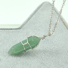 Load image into Gallery viewer, Paialco Jewelry Hand Wired Natural Aventurine Crystal Healing Point Chakra Pendant Necklace 18"